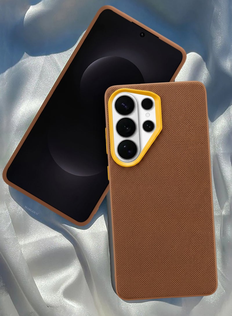 CATANES Samsung Galaxy S26 Ultra Vegan Leather Case Cover - Slim Fit - Raised Edges for Camera and Screen Protection - Light Brown - Image 2